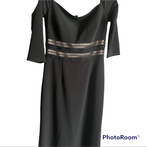 JS collection off the shoulder 3/4 sleeves maxi dress black nude color size,8 - Picture 4 of 7